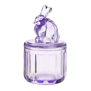 500ml Custom Color Easter Candy Food Storage Purple Glass Jar with bunny Shape Lid