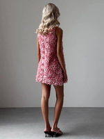 Robe courte à volants personnalisée pour femme, élégante, rose 3D, robe débardeur, mode estivale