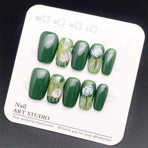 <span class=keywords><strong>เล็บ</strong></span>ปลอมอะคริลิคแบบยาวทรงโ<span class=keywords><strong>ล</strong></span>งศพ สี<span class=keywords><strong>เขียว</strong></span>เข้มลายตาแมว ดีไซน์ใหม่ ทำมืออย่างมีประสิทธิภาพ 10 ชิ้น ติดง่าย - Product Image 2