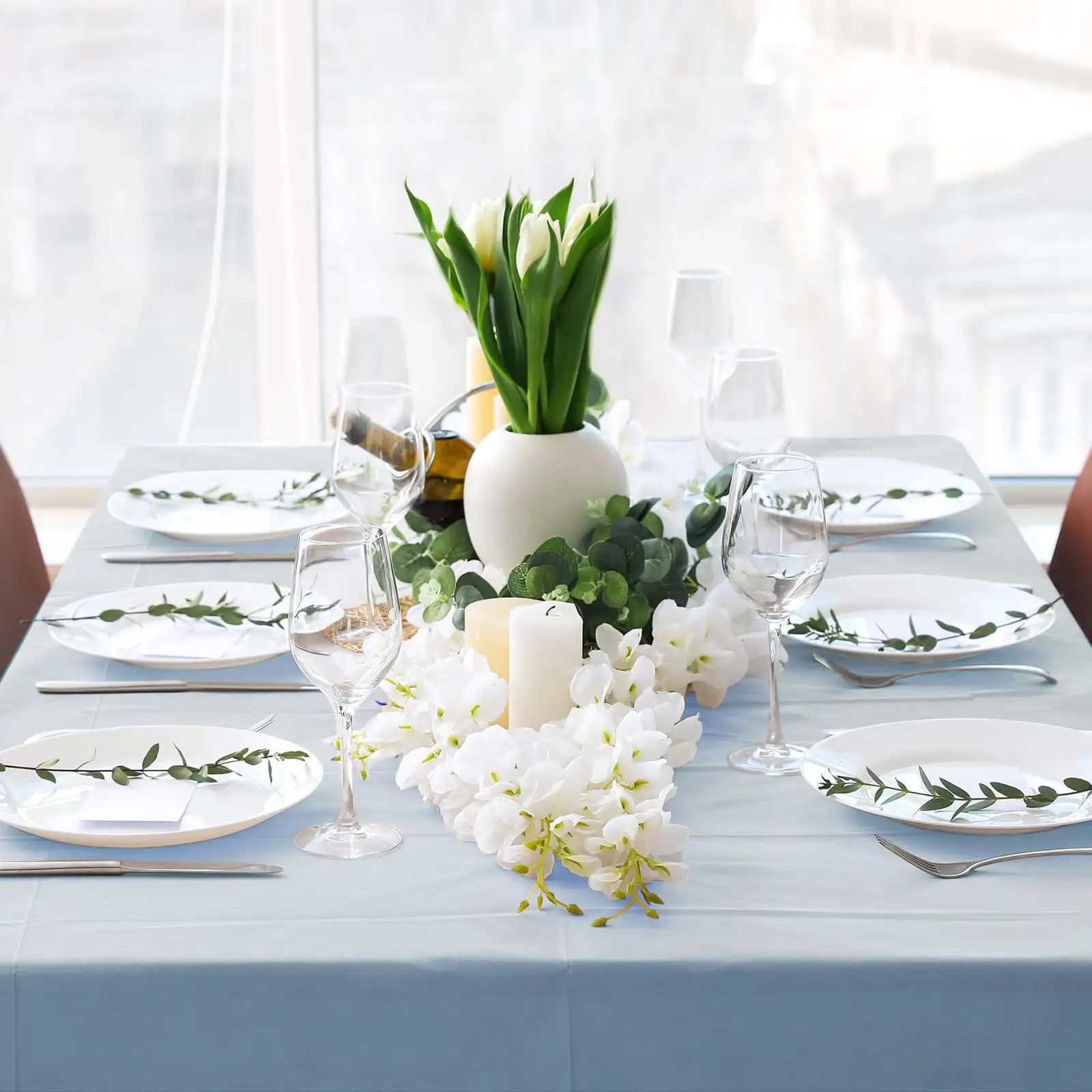 Taplak meja tahan air sekali pakai plastik biru ramah lingkungan untuk pernikahan pengantin Baby Shower pesta ulang tahun musim panas