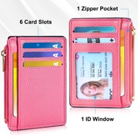 Dompet Kartu Kredit Wanita Kecil Tipis dengan Pelindung RFID |   Dompet ID Mini Imut Minimalis dengan Resleting