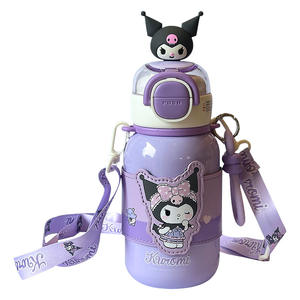 Bouteille d'eau isotherme Sanrio Kuromi pour enfants, 500 ml, avec couvercle à pression, thermos pour la rentrée scolaire - Product Image 1