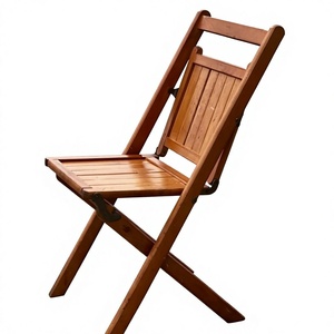 Silla Plegable de Jardín de Madera, Diseño Tradicional, Patas Cónicas de Madera de Teca, Asiento de Listones, Respaldo Sólido, Muebles de Patio para Exteriores, Personalizable - Product Image 1