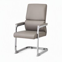 Chaise d'invité cantilever à dossier haut M08 de 107 cm, en cuir PU, base chromée, pour réunion, visiteur, noir, orange, gris