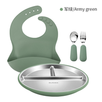 Assiette de salle à manger pour enfants moderne en acier inoxydable 304 de 9 pouces sans BPA assiettes divisées pour tout-petits manchons en silicone amovibles Base d'aspiration
