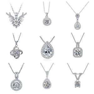 Collier plaqué argent, pierre de carbone haute teneur, diamant carré, goutte d'eau, forme poire, pendentif féminin, vente en gros - Product Image 2