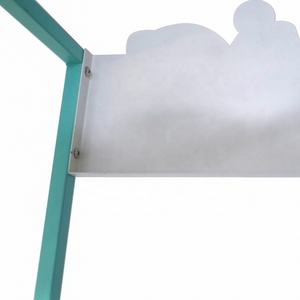 Estante de exhibición de bebidas de pie de madera y metal MDF de 4 niveles con recubrimiento de polvo azul personalizado al por mayor para supermercado - Product Image 5