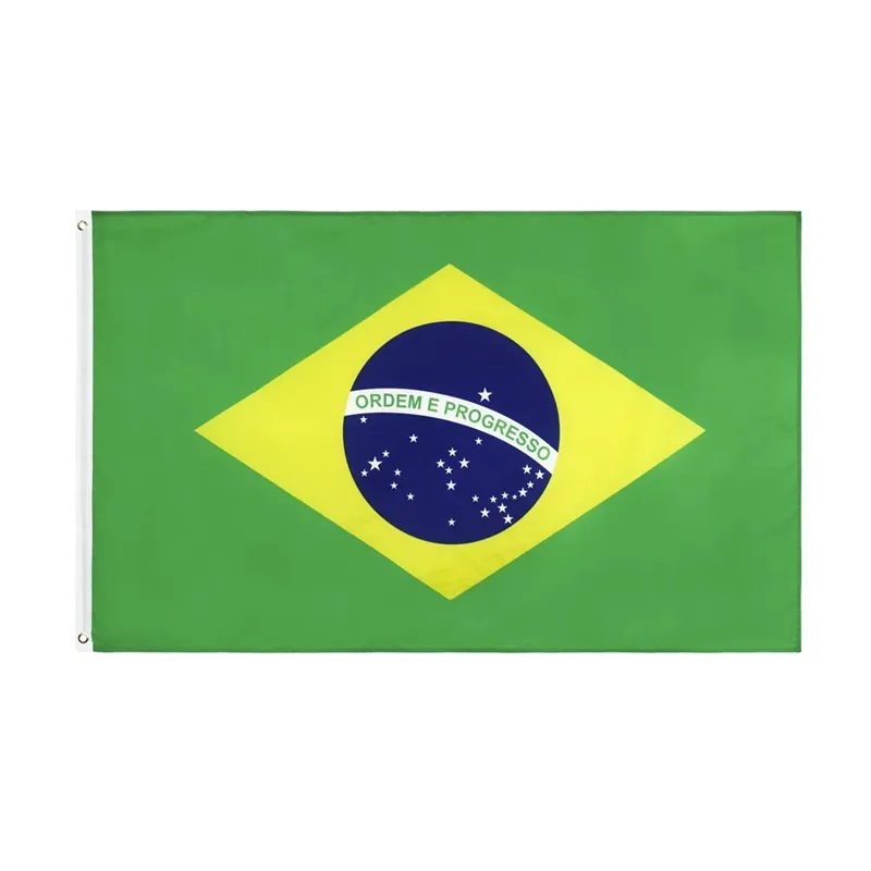 Groothandel Hoge Kwaliteit 3*5 Ft Brazilië Vlag Braziliaanse Voetbal Cheerleader Custom Super-Poly Indoor Outdoor Decor Nationale vlag