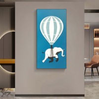 Art mural moderne 3D éléphant Peintures suspendues d'hôtel simples pour la décoration de porche Arts muraux encadrés Sujets d'animaux pour le bureau à domicile