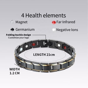 BioMagnetic 보석 고전적인 자석 검정과 금 보석 스테인리스 남자 팔찌 - Product Image 2