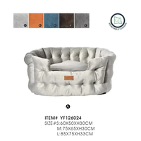 Lit pour chien confortable en velours capitonné, luxueux, portable, avec coussin amovible