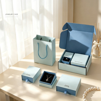 Scatola Regalo per Gioielli Azzurra con Chiusura Magnetica per Anelli, Ciondoli, Bracciali, Collane, Custodia Personalizzata per Gioielli