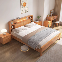Modernes Vintage Einfaches Schlafzimmer Multifunktionales Massivholz Queen-Size-Bett mit Stauraum und Vintage-Design