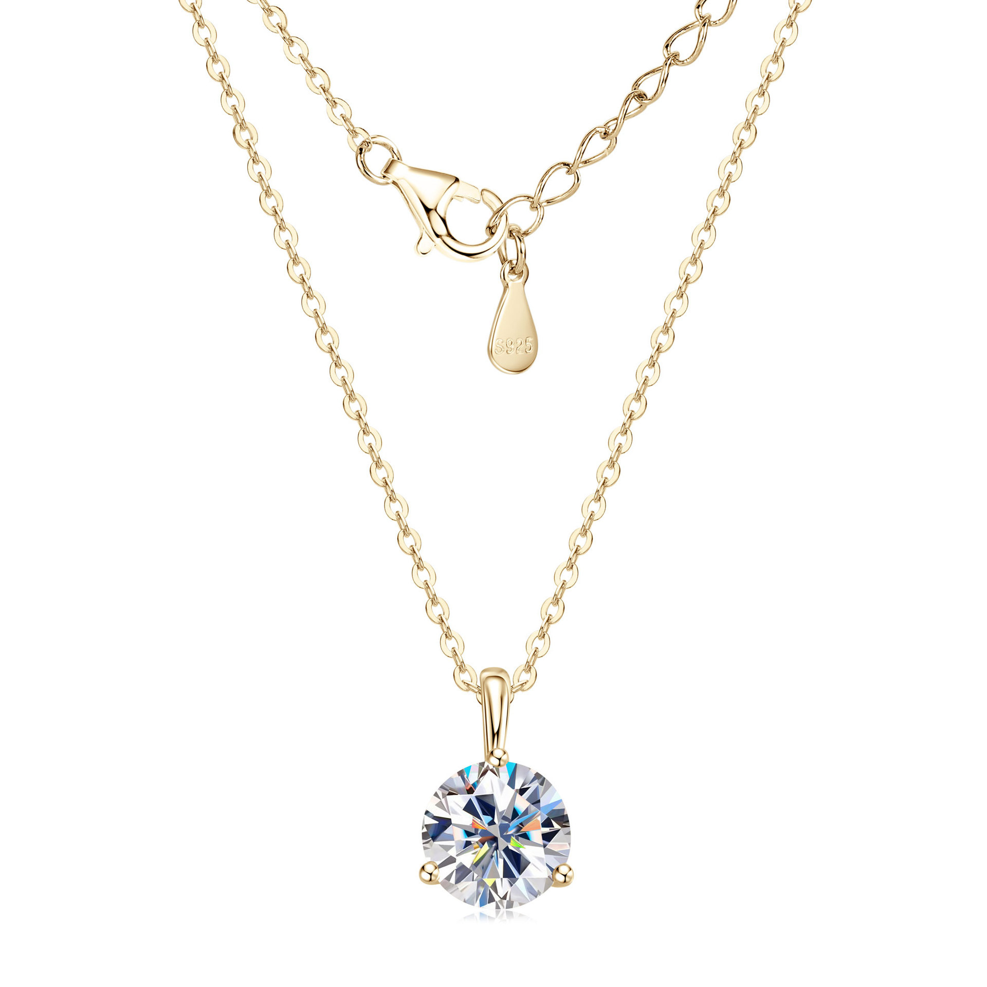 2Carat three-claw single stone necklace[KGold]