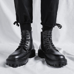 Botas de Trabajo para Hombre, Versátiles, Antideslizantes, Impermeables, Estilo Británico, Suela Gruesa, Aumentan la Altura, Parte Superior de PU Artificial - Product Image 4