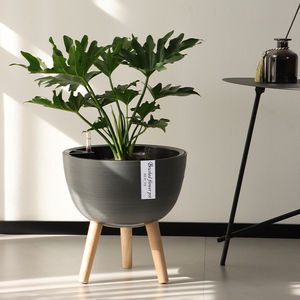 Vasi Alti Rotondi <span class=keywords><strong>in</strong></span> <span class=keywords><strong>Plastica</strong></span> Spazzolata con Gambe per Piante da Interno ed Esterno, Accessori Decorativi per Casa, Ufficio e Giardino - Product Image 3