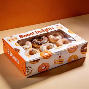 صناديق حلويات مطبوعة حسب الطلب من AT PACK، علب دونات مطوية للوجبات السريعة، صناديق حلويات مع شعار ونافذة - Product Image 3