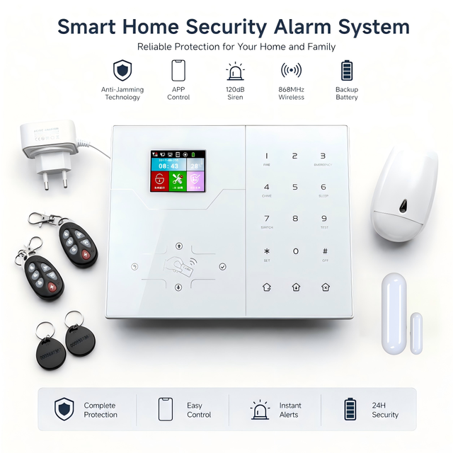 ASK868 4G GSM WiFi Intrusion Detection Burglar Alarm System with App Remote Control Motion Sensor Home Security System