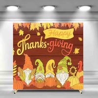 Selamat Hari Thanksgiving Latar Belakang Lengkungan Persegi Kartun Turki Musim Gugur Daun Maple Kue Buah Latar Belakang Lengkungan Pesta Ulang Tahun Dapat Disesuaikan