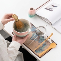 Nouvel ensemble coloré de cérémonie du thé de style chinois, comprenant un bol à matcha en céramique et un ensemble d'accessoires pour le fouettage du thé (Chasen)