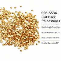 Strass en topaze du Colorado clair, 12 facettes, à dos plat, écologiques, à coupe diamant, embellissements pour bijoux et accessoires de costume de danse
