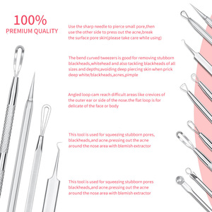 Kit d'aiguilles anti-acné en acier inoxydable A41, extracteur de points noirs pour le visage, outil de pressage des boutons - Product Image 1