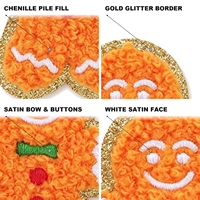 Patchs en chenille personnalisés de Noël en gros, appliques à paillettes thermocollantes pour vêtements d'enfants, pulls et sacs