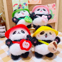 Porte-clés en peluche panda mignon avec chapeau et sac à dos - Charme panda adorable pour clés de voiture, sacs à dos et cadeaux de vacances pour enfants