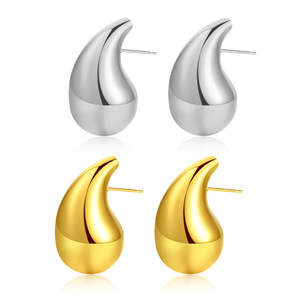 Teardrop Stud <b>Earrings</b> 18Mm 18K Gold Stainless Steel Fashionable For Women Gift Occasion - Product Image 1