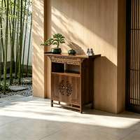 Table d'autel chinoise antique en bambou naturel avec tiroir et armoire à double porte, pour salon, sanctuaire Bouddha, entrée, écologique et durable