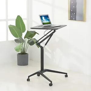 Soporte para ordenador portátil de oficina, cama, sofá, Manual, madera, ángulo de elevación ajustable, altura lateral, rueda de pie, mesa deslizante