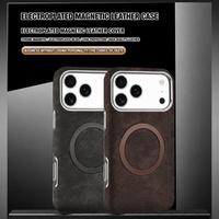 Étui de téléphone professionnel anti-chute en cuir magnétique électroplaqué C0245 pour iPhone 17 Air 18 Pro Max 16 15 14 13 12 Pro