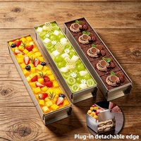 Conteneur à tiramisu en acier inoxydable de qualité alimentaire, moule à dessert rectangulaire avec couvercle transparent pour la pâtisserie à domicile et commerciale
