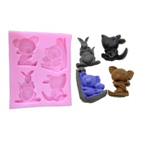 Moules à gâteau en silicone DIY, forme rectangulaire 3D, 4 motifs différents, animaux exclusifs d'Australie : kangourou, koala, wombat