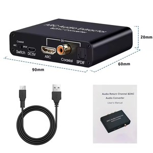 Convertisseur DAC 192KHz, extracteur audio HDTV, entrée COAXIAL Toslink (optique) ARC vers Coaxial <span class=keywords><strong>Spdif</strong></span> stéréo L/R, <span class=keywords><strong>Jack</strong></span> 3.5mm pour HDTV - Product Image 2