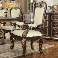 Rétro style classique luxe en bois massif grande table à manger table lumineuse maison villa haut de gamme Fine table en bois combinaison