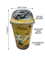 Biscuits fourrés au chocolat avec mini voiture jouet, personnalisables avec logo et spécifications, halal, pour fêtes d'anniversaire d'enfants, vente en gros, en forme de tasse surprise