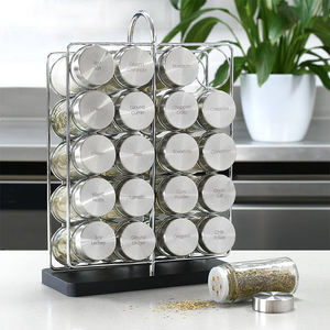 Ensemble d'épices modernes en acier inoxydable avec 20 bocaux en verre, support organisateur de <span class=keywords><strong>baguette</strong></span>, étagère avec support - Product Image 4