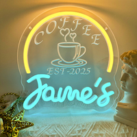 Enseigne néon LED personnalisée pour café, nom de café personnalisé, enseigne murale en acrylique pour vitrine de café, décoration murale pour entreprise