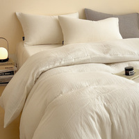Parure de lit de luxe quatre pièces Hiver 2026 en tissu de coton froissé double couche – Housse de couette et drap-housse