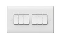 Interrupteur à bascule 6 gangues 1 voie 20A IP20 blanc, norme britannique, en plastique, pour usage domestique, 110V/250V, installation facile