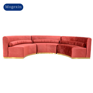 Canapé sectionnel incurvé en velours minimaliste de luxe avec base dorée pour hall d'hôtel, hôtels de charme, hôpitaux - Product Image 5