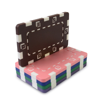 Jetons de poker rectangulaires, jetons de casino classiques en ABS solides et vierges, de forme carrée, de fabrication économique, avec autocollants surdimensionnés