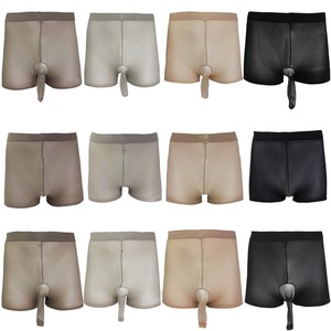 Di Colore Solido degli uomini Calza Elastica Boxer Shorts Biancheria Intima Sexy Aperto Pene Guaina Breve Underpant - Product Image 3