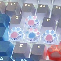 Cute Pink Handmade Cat Claw Keycaps Transparent Resin Shine Through Detachable Keyboard Creative Caps for MX Mechanical Keyboard