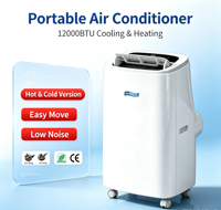 Climatiseur portable électrique Airwens 12000 BTU, design compact et économe en énergie pour la maison, double sortie d'air latérale, faible bruit, télécommande