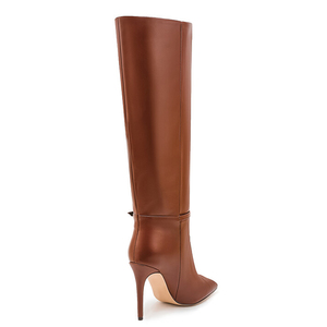 Large Size 47 Thin High Heels Wide Fit Long Boots Buckles Dress Stiletto <b>Shoes</b> Women's Solid Knee High Booties - Product Image 5