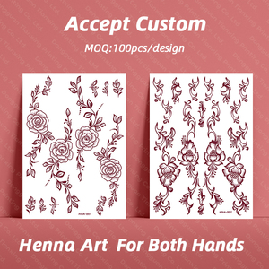 Autocollant de tatouage au henné indien personnalisé, motif marron, temporaire, imperméable, écologique, <span class=keywords><strong>en</strong></span> papier, à transfert d'eau, pour les mains et le corps - Product Image 3