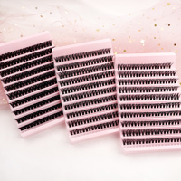 Baru untuk Bulu Mata Palsu Sintetis Mewah Buatan Tangan C D untuk Segmen DIY Cluster Lashes 12 Baris Hitam Private Label Extension Kit