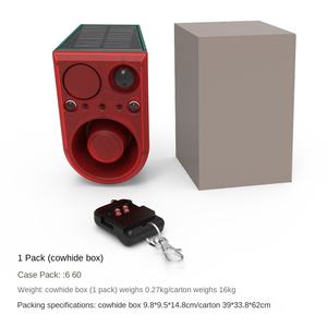 جهاز قيادة الحيوانات بالطاقة الشمسية ضوء صوت حثي إنذار فلاش أحمر أزرق أضواء تحذير لاسلكي جهاز التحكم عن بعد إنذار صوتي - Product Image 6